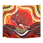 Personalized Redcliffe Dolphins Tapestry Aboriginal Dot Art - Dreamtime Rugby Mascot
