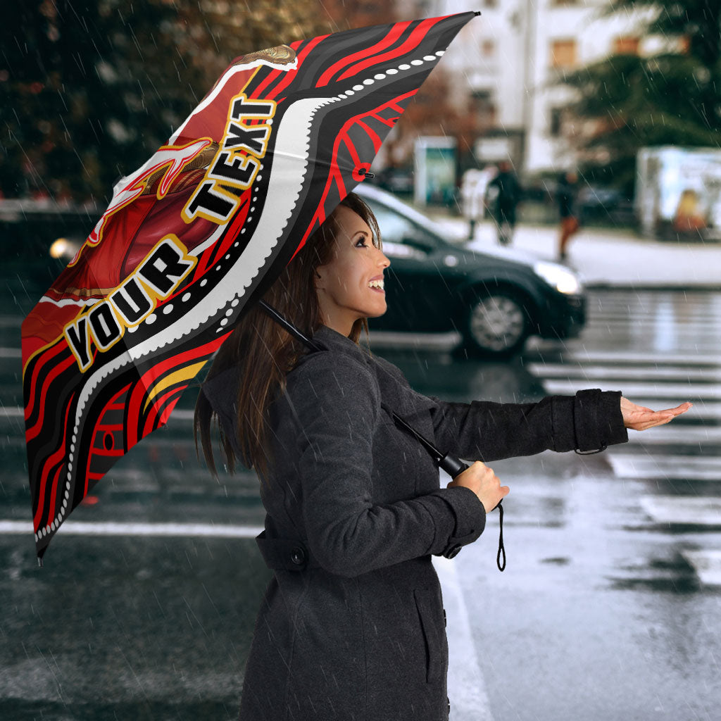 Personalized Redcliffe Dolphins Umbrella Aboriginal Dot Art - Dreamtime Rugby Mascot