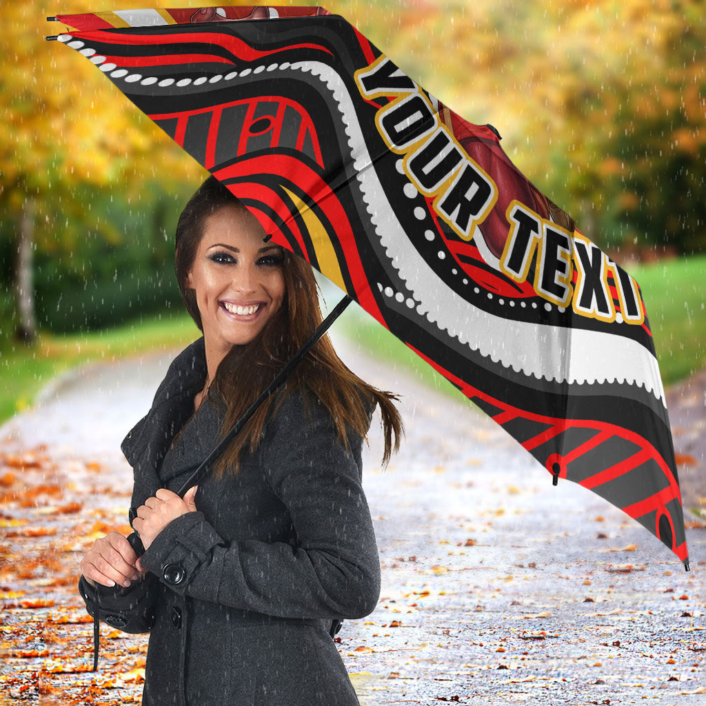 Personalized Redcliffe Dolphins Umbrella Aboriginal Dot Art - Dreamtime Rugby Mascot