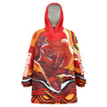 Personalized Redcliffe Dolphins Wearable Blanket Hoodie Aboriginal Dot Art - Dreamtime Rugby Mascot