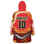 Personalized Redcliffe Dolphins Wearable Blanket Hoodie Aboriginal Dot Art - Dreamtime Rugby Mascot