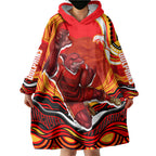 Personalized Redcliffe Dolphins Wearable Blanket Hoodie Aboriginal Dot Art - Dreamtime Rugby Mascot