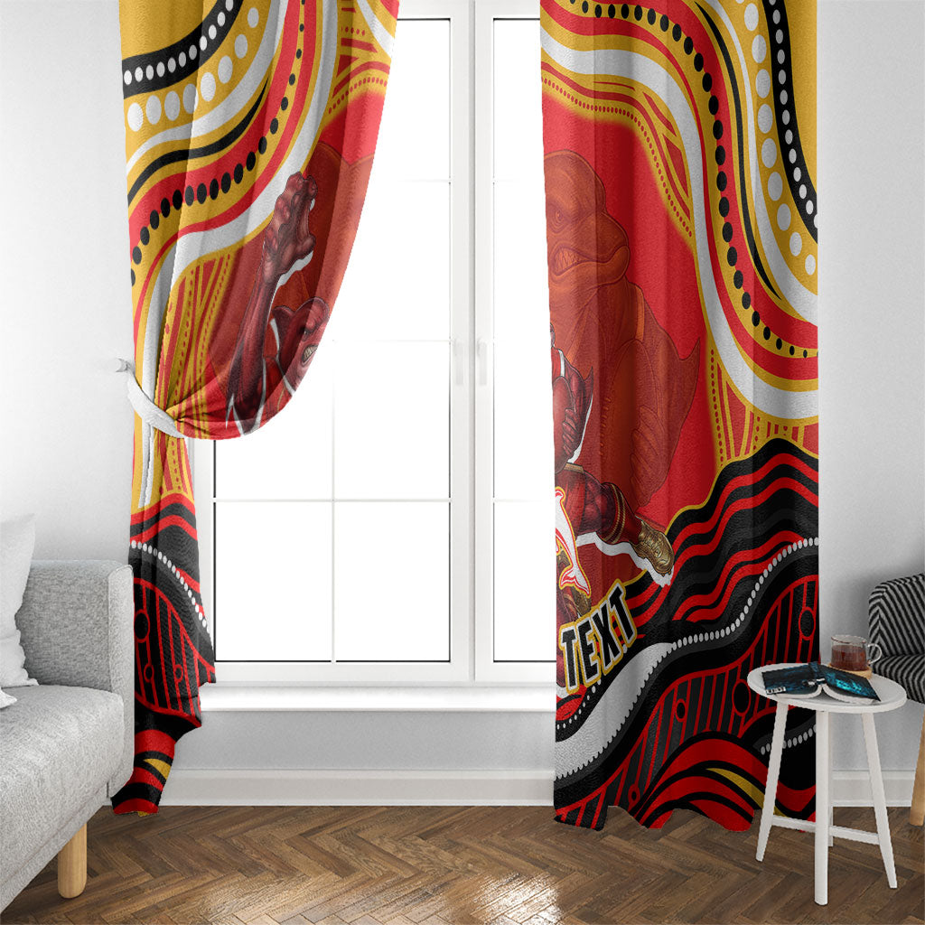 Personalized Redcliffe Dolphins Window Curtain Aboriginal Dot Art - Dreamtime Rugby Mascot
