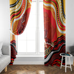 Personalized Redcliffe Dolphins Window Curtain Aboriginal Dot Art - Dreamtime Rugby Mascot
