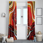 Personalized Redcliffe Dolphins Window Curtain Aboriginal Dot Art - Dreamtime Rugby Mascot