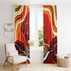 Personalized Redcliffe Dolphins Window Curtain Aboriginal Dot Art - Dreamtime Rugby Mascot