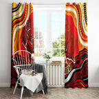 Personalized Redcliffe Dolphins Window Curtain Aboriginal Dot Art - Dreamtime Rugby Mascot