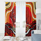 Personalized Redcliffe Dolphins Window Curtain Aboriginal Dot Art - Dreamtime Rugby Mascot