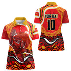 Personalized Redcliffe Dolphins Women Polo Shirt Aboriginal Dot Art - Dreamtime Rugby Mascot