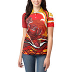Personalized Redcliffe Dolphins Women Polo Shirt Aboriginal Dot Art - Dreamtime Rugby Mascot