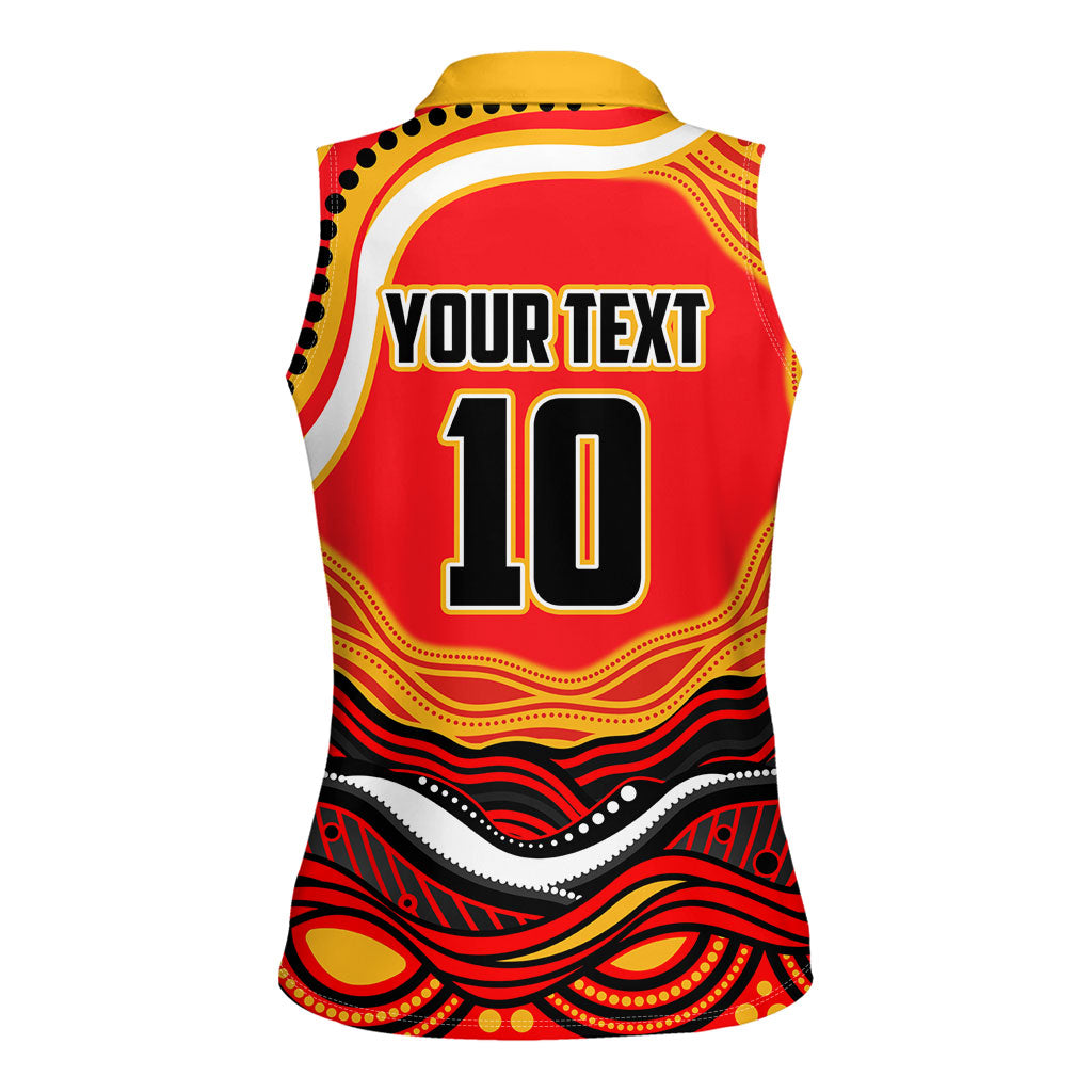 Personalized Redcliffe Dolphins Women Sleeveless Polo Shirt Aboriginal Dot Art - Dreamtime Rugby Mascot