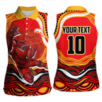 Personalized Redcliffe Dolphins Women Sleeveless Polo Shirt Aboriginal Dot Art - Dreamtime Rugby Mascot