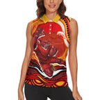 Personalized Redcliffe Dolphins Women Sleeveless Polo Shirt Aboriginal Dot Art - Dreamtime Rugby Mascot