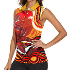 Personalized Redcliffe Dolphins Women Sleeveless Polo Shirt Aboriginal Dot Art - Dreamtime Rugby Mascot