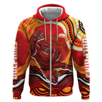 Personalized Redcliffe Dolphins Zip Hoodie Aboriginal Dot Art - Dreamtime Rugby Mascot