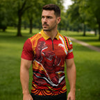 Personalized Redcliffe Dolphins Zipper Polo Shirt Aboriginal Dot Art - Dreamtime Rugby Mascot