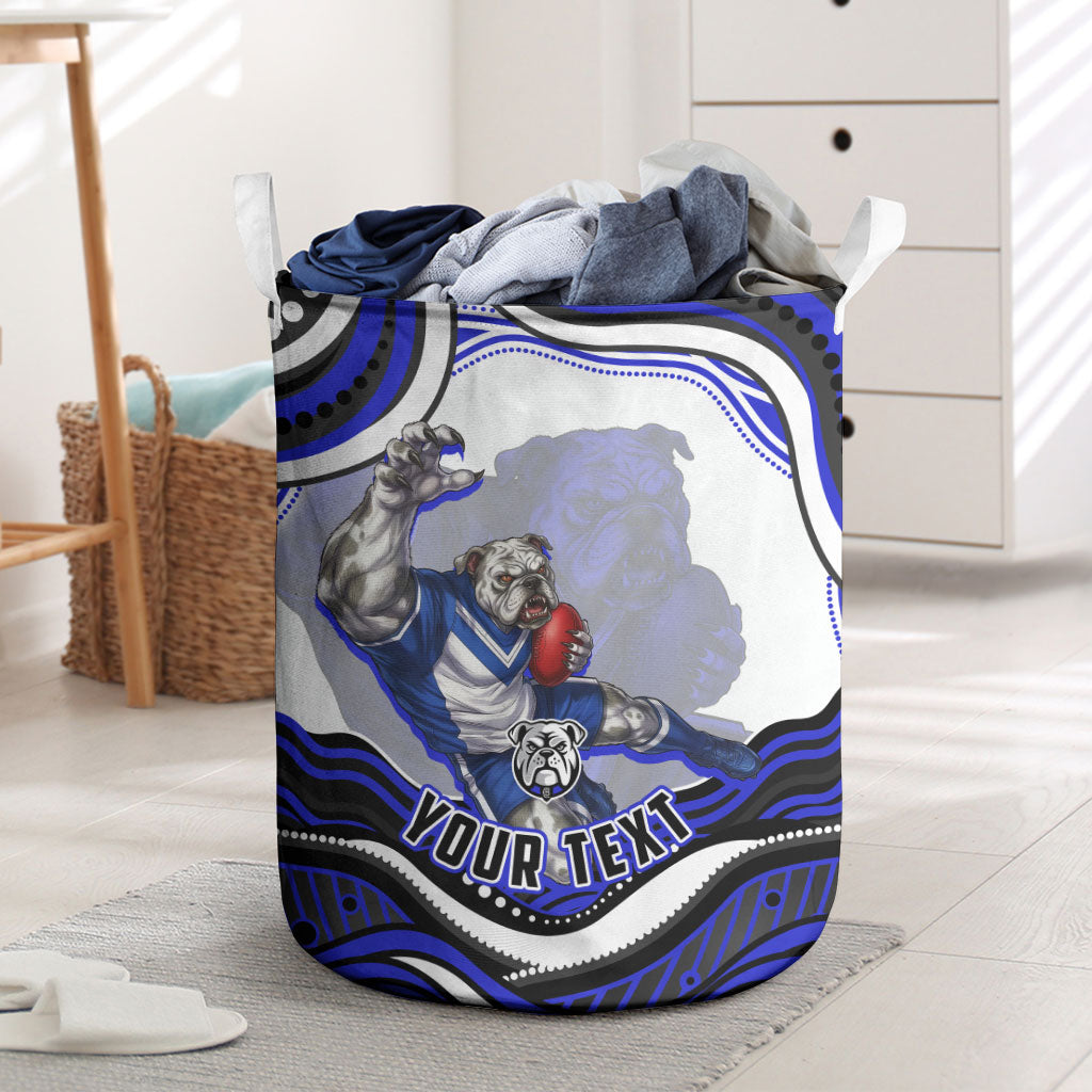 Personalized Canterbury Bankstown Bulldogs Laundry Basket Aboriginal Dot Art - Dreamtime Rugby Mascot