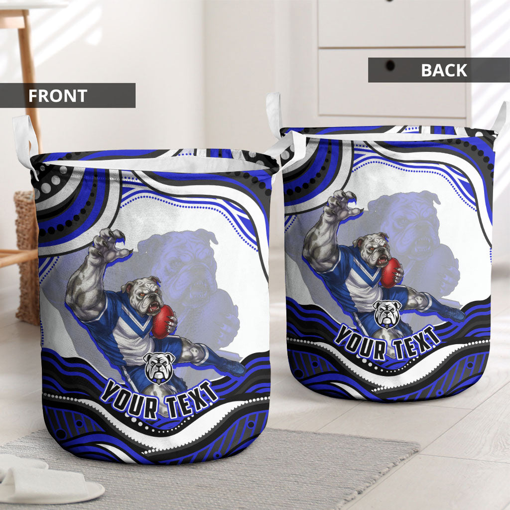 Personalized Canterbury Bankstown Bulldogs Laundry Basket Aboriginal Dot Art - Dreamtime Rugby Mascot