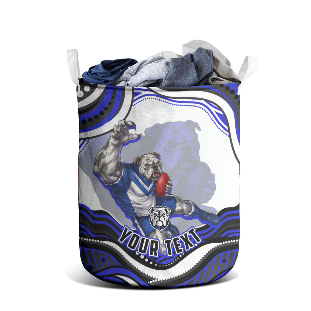 Personalized Canterbury Bankstown Bulldogs Laundry Basket Aboriginal Dot Art - Dreamtime Rugby Mascot
