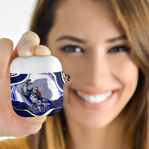 Personalized Canterbury Bankstown Bulldogs AirPods Case Aboriginal Dot Art - Dreamtime Rugby Mascot