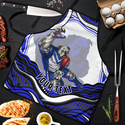Personalized Canterbury Bankstown Bulldogs Apron Aboriginal Dot Art - Dreamtime Rugby Mascot