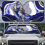 Personalized Canterbury Bankstown Bulldogs Auto Sun Shade Aboriginal Dot Art - Dreamtime Rugby Mascot