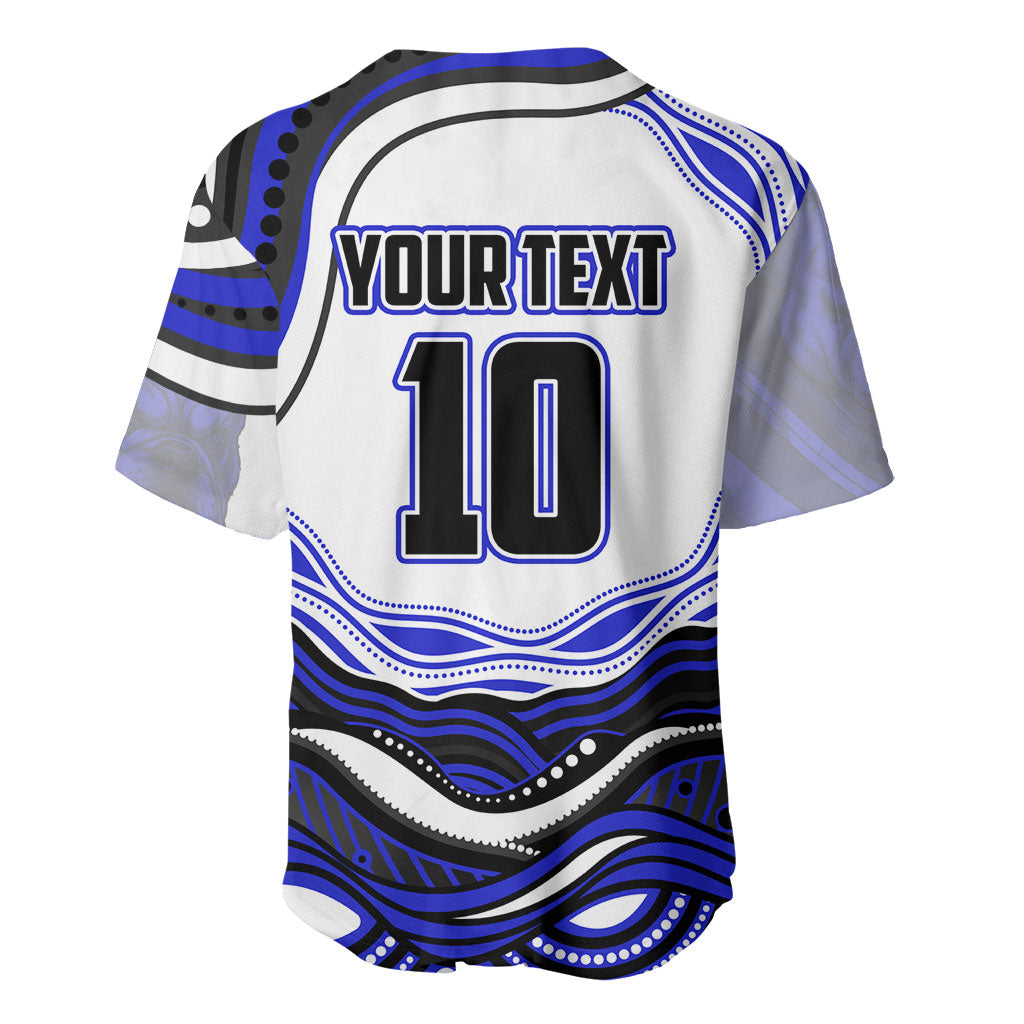 Personalized Canterbury Bankstown Bulldogs Baseball Jersey Aboriginal Dot Art - Dreamtime Rugby Mascot