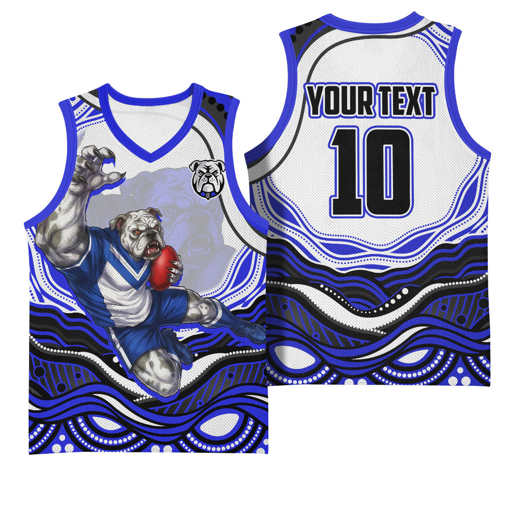 Personalized Canterbury Bankstown Bulldogs Basketball Jersey Aboriginal Dot Art - Dreamtime Rugby Mascot