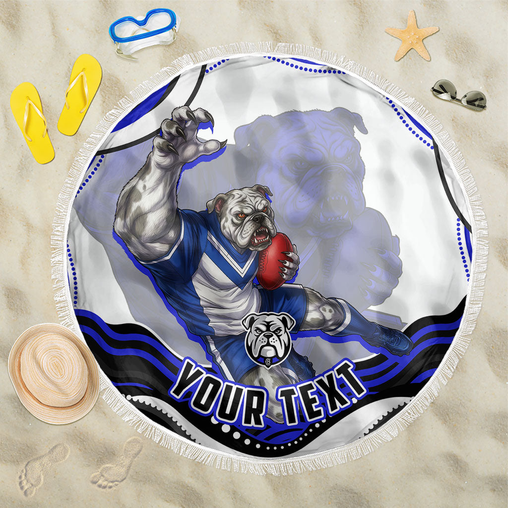 Personalized Canterbury Bankstown Bulldogs Beach Blanket Aboriginal Dot Art - Dreamtime Rugby Mascot