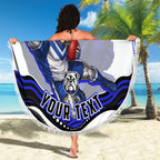 Personalized Canterbury Bankstown Bulldogs Beach Blanket Aboriginal Dot Art - Dreamtime Rugby Mascot