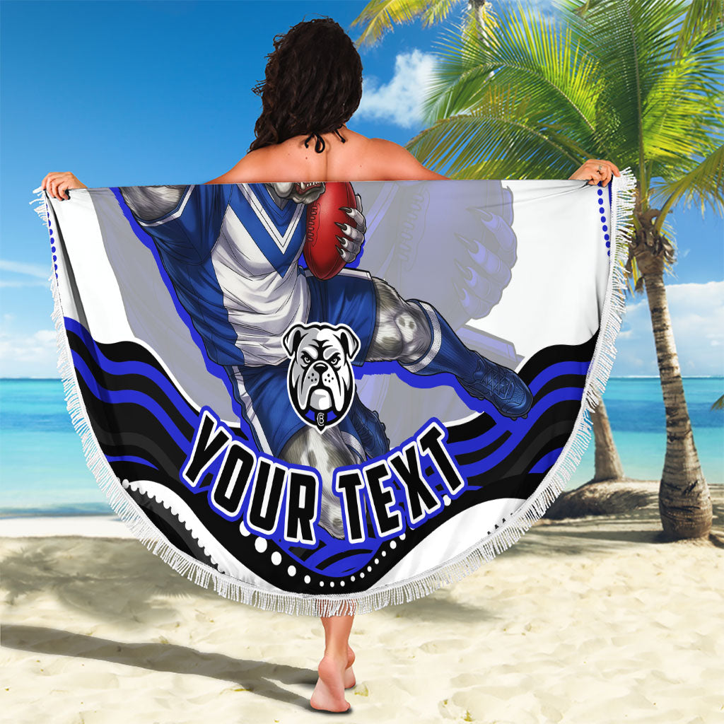 Personalized Canterbury Bankstown Bulldogs Beach Blanket Aboriginal Dot Art - Dreamtime Rugby Mascot