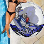 Personalized Canterbury Bankstown Bulldogs Beach Blanket Aboriginal Dot Art - Dreamtime Rugby Mascot