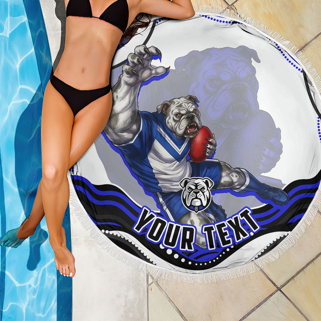 Personalized Canterbury Bankstown Bulldogs Beach Blanket Aboriginal Dot Art - Dreamtime Rugby Mascot
