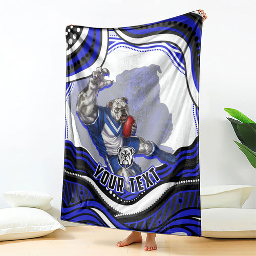 Personalized Canterbury Bankstown Bulldogs Blanket Aboriginal Dot Art - Dreamtime Rugby Mascot