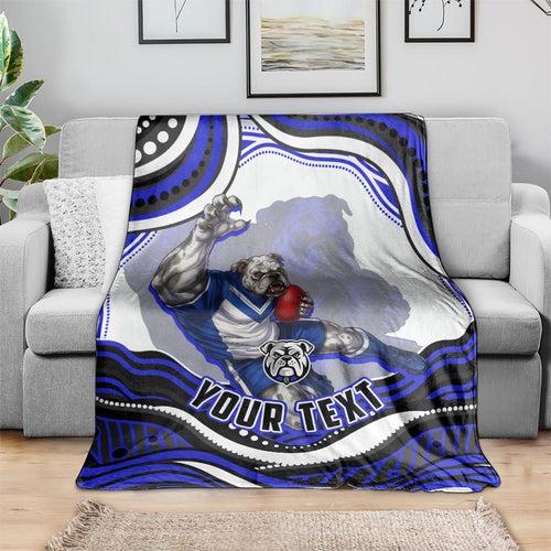 Personalized Canterbury Bankstown Bulldogs Blanket Aboriginal Dot Art - Dreamtime Rugby Mascot