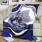 Personalized Canterbury Bankstown Bulldogs Blanket Aboriginal Dot Art - Dreamtime Rugby Mascot