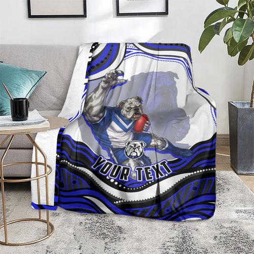 Personalized Canterbury Bankstown Bulldogs Blanket Aboriginal Dot Art - Dreamtime Rugby Mascot