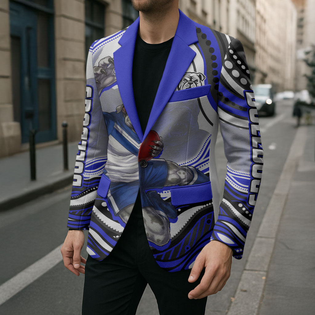 Personalized Canterbury Bankstown Bulldogs Blazer Aboriginal Dot Art - Dreamtime Rugby Mascot