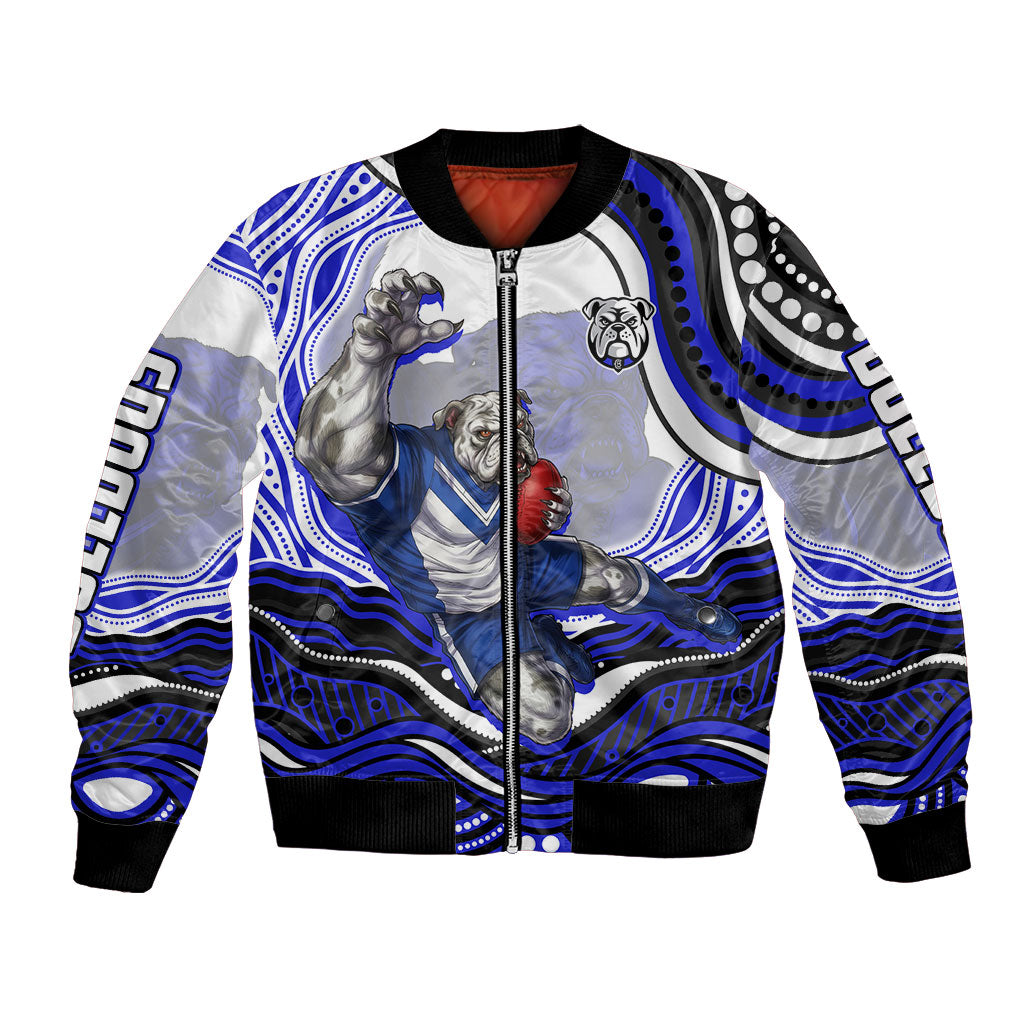 Personalized Canterbury Bankstown Bulldogs Bomber Jacket Aboriginal Dot Art - Dreamtime Rugby Mascot