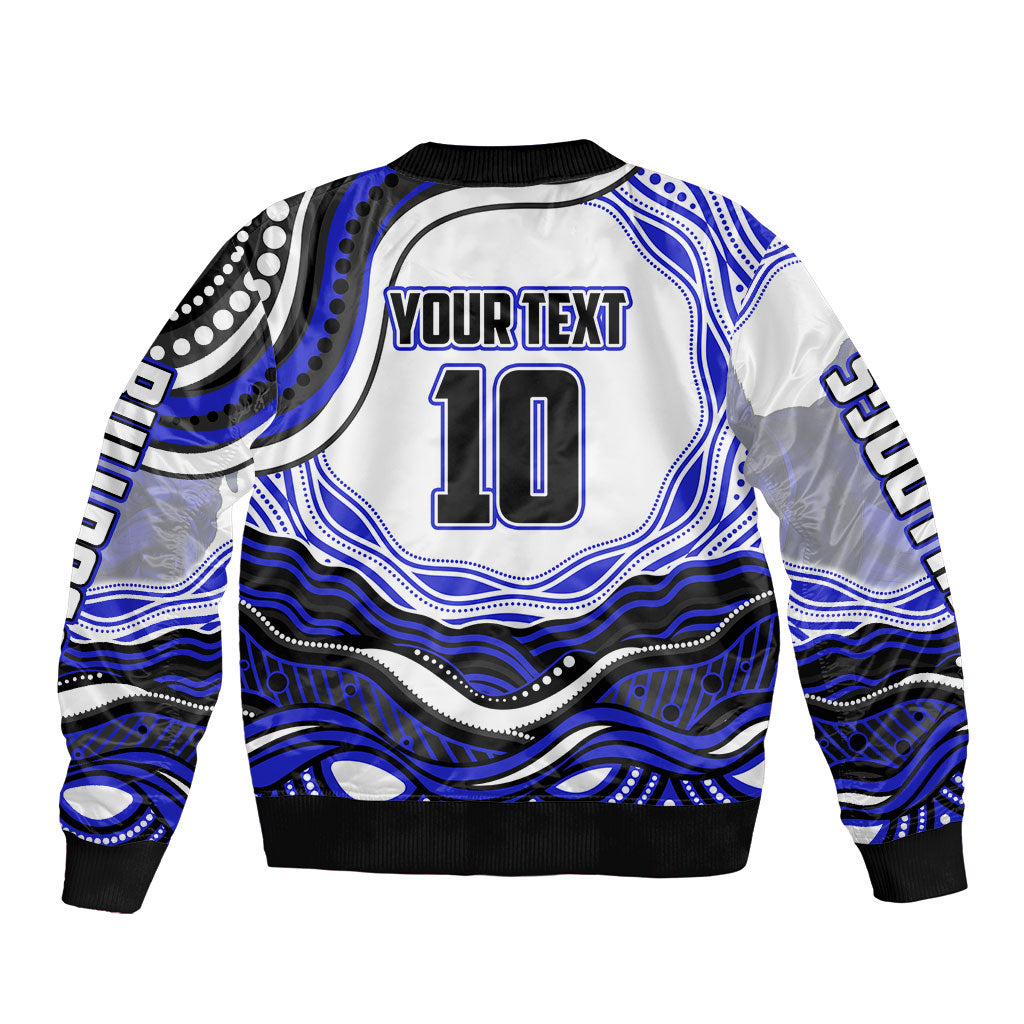 Personalized Canterbury Bankstown Bulldogs Bomber Jacket Aboriginal Dot Art - Dreamtime Rugby Mascot