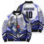 Personalized Canterbury Bankstown Bulldogs Bomber Puffer Jacket Aboriginal Dot Art - Dreamtime Rugby Mascot