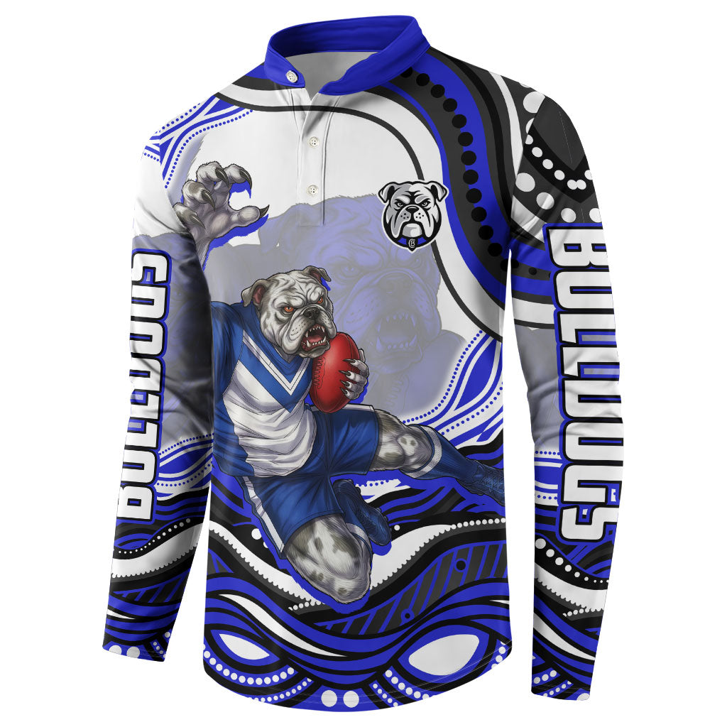 Personalized Canterbury Bankstown Bulldogs Button Sweatshirt Aboriginal Dot Art - Dreamtime Rugby Mascot