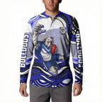 Personalized Canterbury Bankstown Bulldogs Button Sweatshirt Aboriginal Dot Art - Dreamtime Rugby Mascot