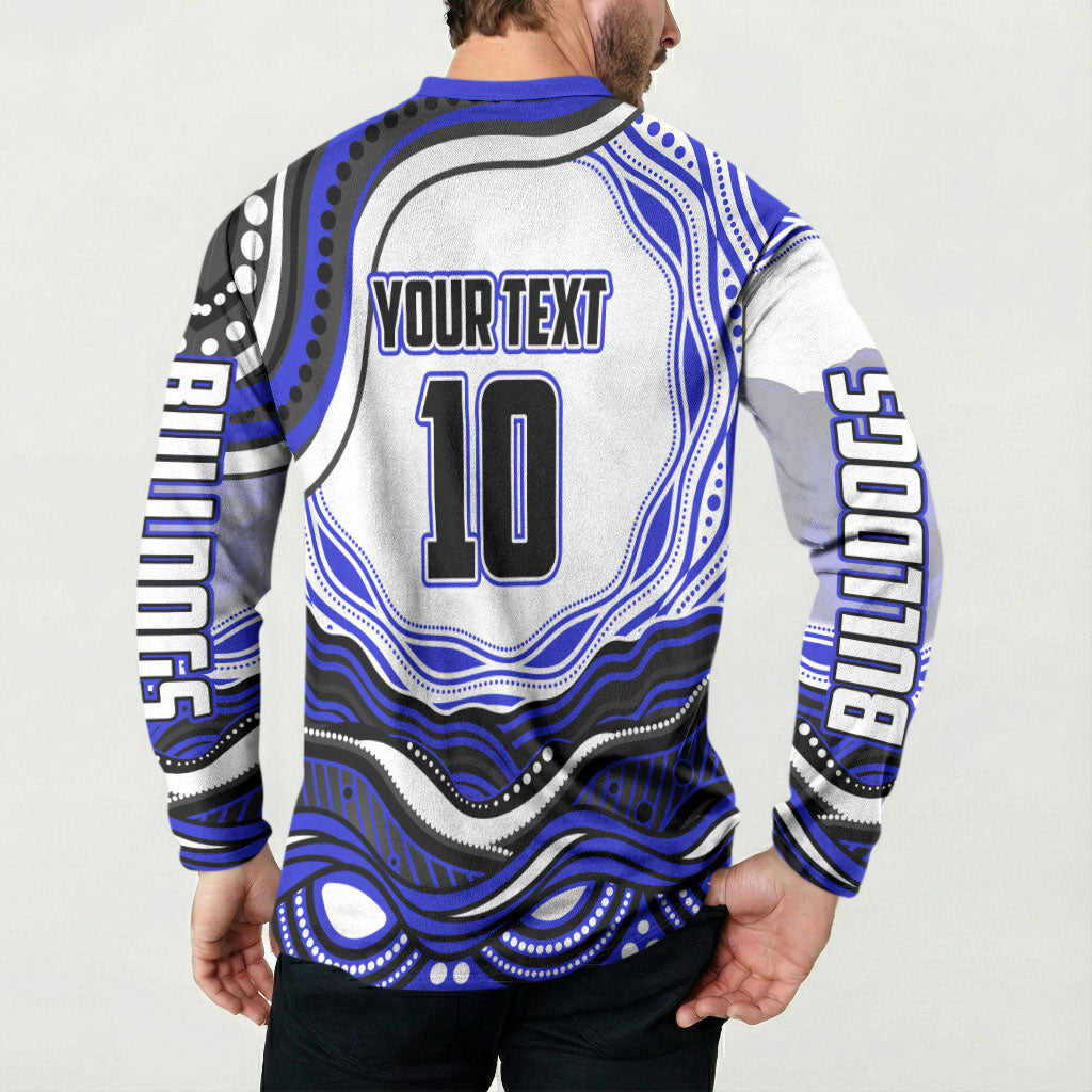 Personalized Canterbury Bankstown Bulldogs Button Sweatshirt Aboriginal Dot Art - Dreamtime Rugby Mascot