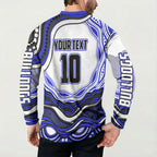 Personalized Canterbury Bankstown Bulldogs Button Sweatshirt Aboriginal Dot Art - Dreamtime Rugby Mascot