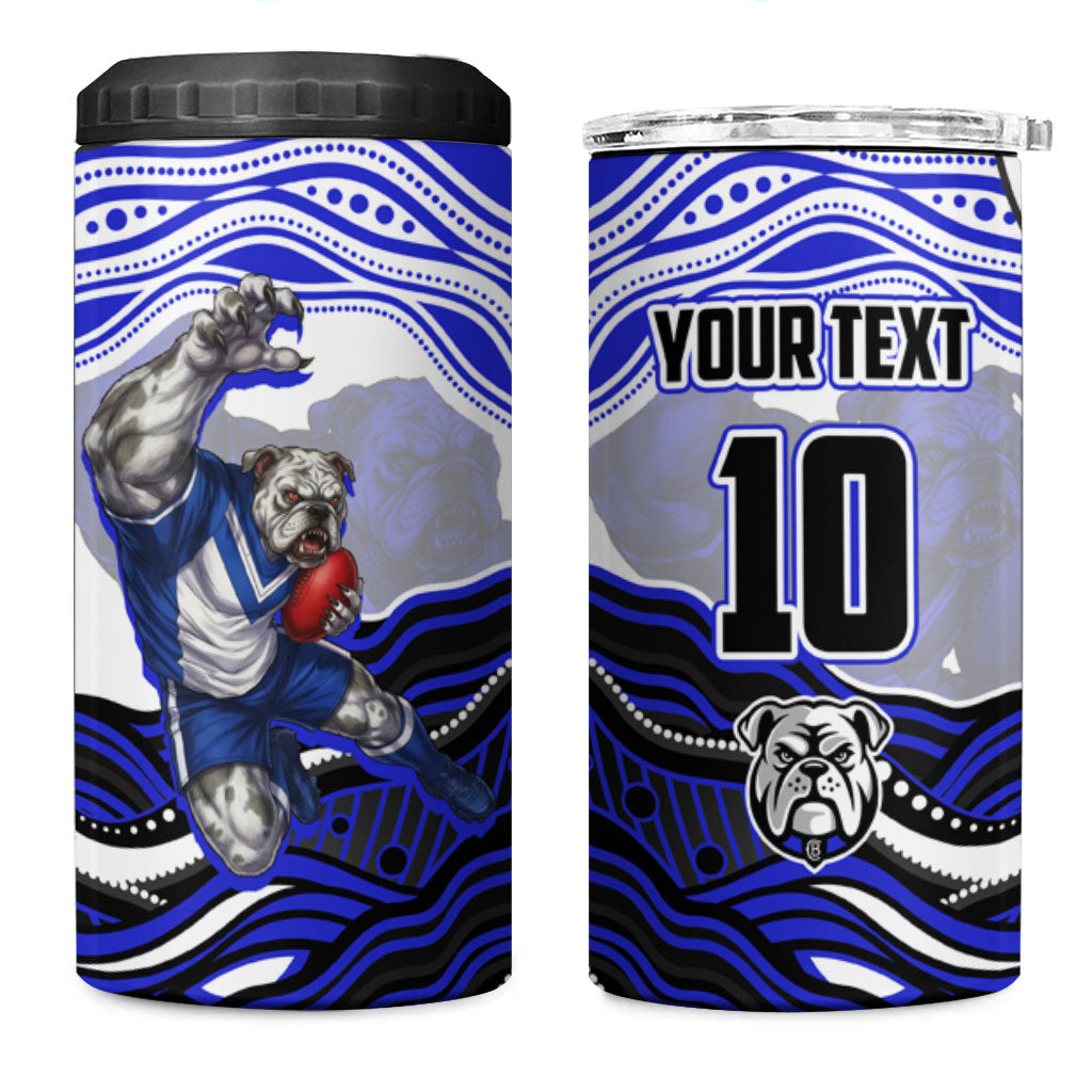 Personalized Canterbury Bankstown Bulldogs 4 in 1 Can Cooler Tumbler Aboriginal Dot Art - Dreamtime Rugby Mascot