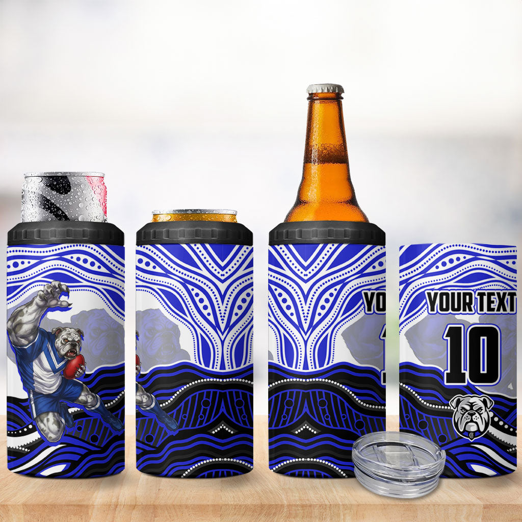Personalized Canterbury Bankstown Bulldogs 4 in 1 Can Cooler Tumbler Aboriginal Dot Art - Dreamtime Rugby Mascot