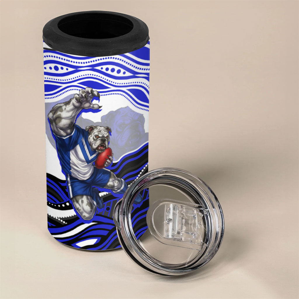 Personalized Canterbury Bankstown Bulldogs 4 in 1 Can Cooler Tumbler Aboriginal Dot Art - Dreamtime Rugby Mascot
