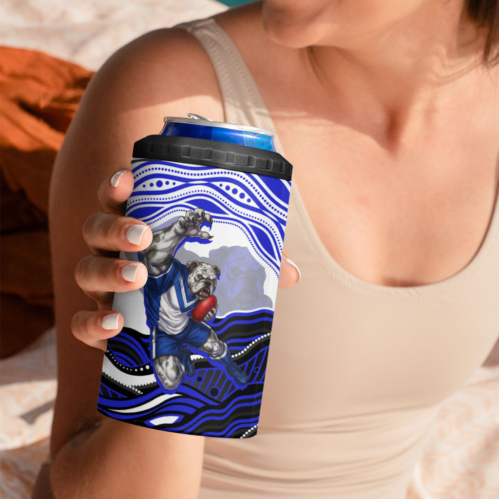 Personalized Canterbury Bankstown Bulldogs 4 in 1 Can Cooler Tumbler Aboriginal Dot Art - Dreamtime Rugby Mascot