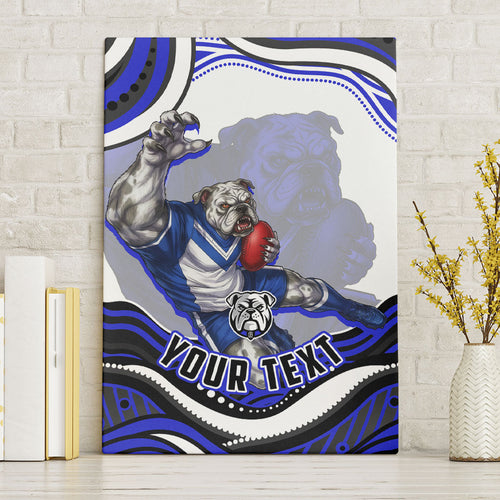 Personalized Canterbury Bankstown Bulldogs Canvas Wall Art Aboriginal Dot Art - Dreamtime Rugby Mascot